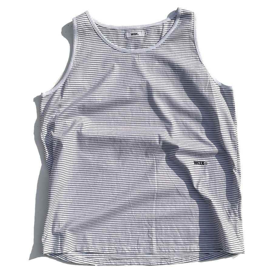 WAX(蝋涙) / 貯蔵タンクいの一番 / PIN STRIPE TANK TOP - WHITE / WX-0506 / メンズ 日本製 間借り人 白いこと