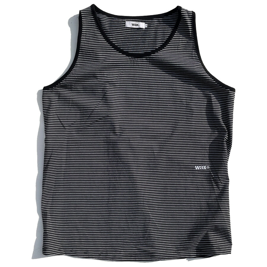 WAX(蝋涙) / 貯蔵タンクいの一番 / PIN STRIPE TANK TOP - BLACK / WX-0506 / メンズ 日本製 間借り人 黒いこと