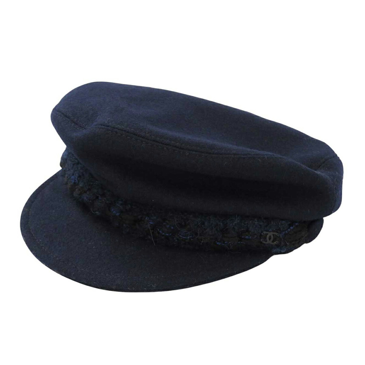 シャネル　キャスケット Chanel 22P Black Denim Crystal Sequin CC Logo Sun Cloche