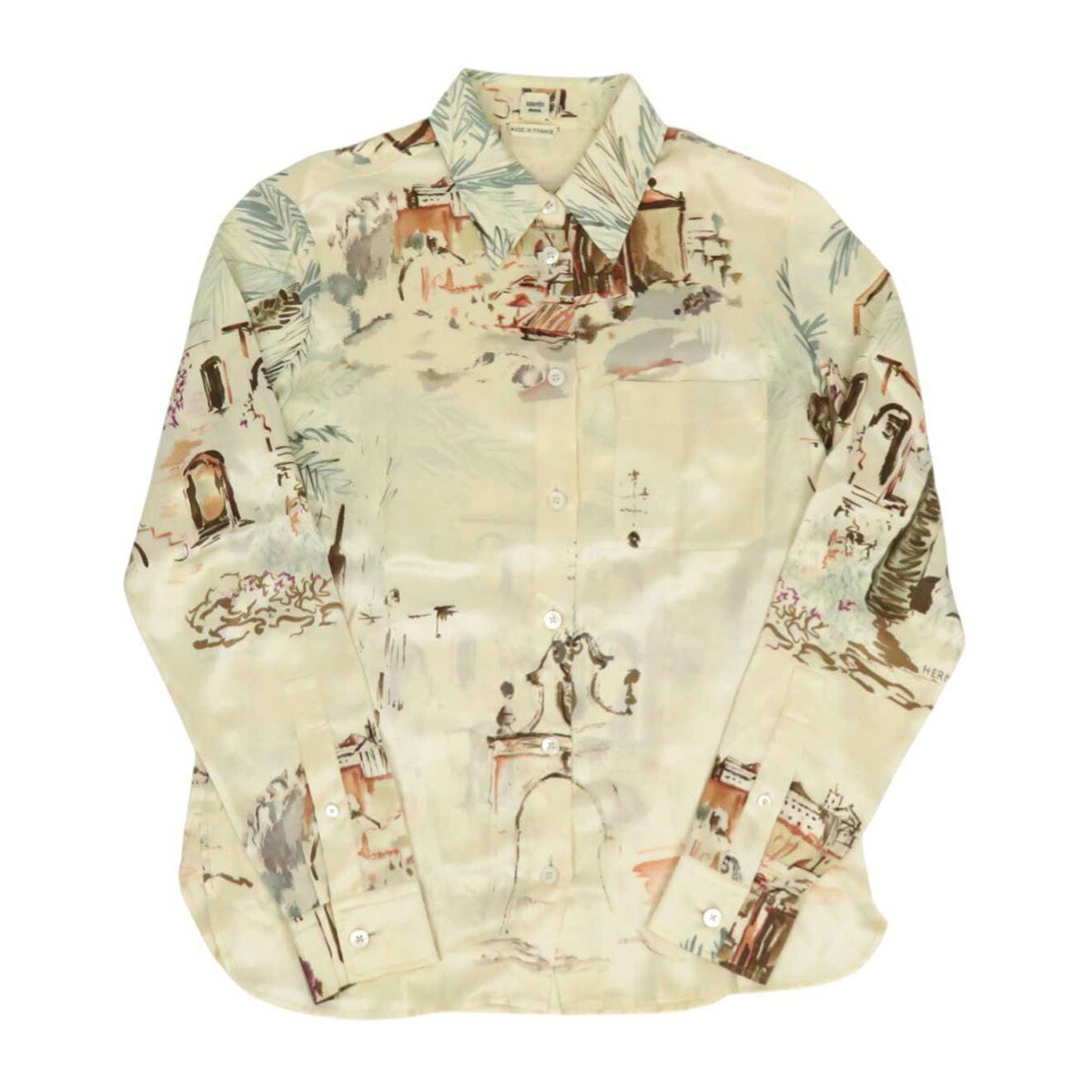 楽天市場】【エルメス】Hermes ゴルチエ期 シルク 長袖 総柄 シャツ