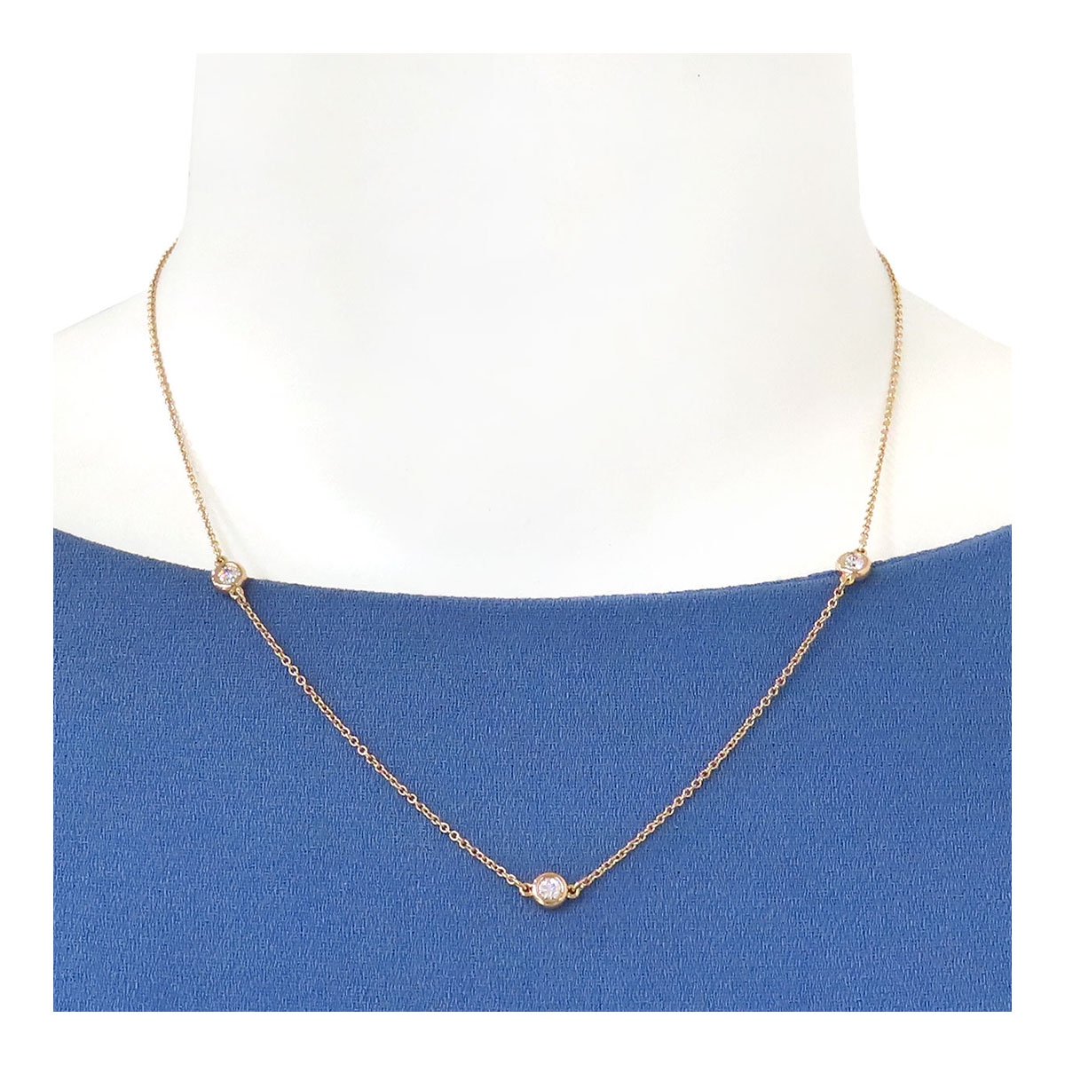美品Tiffany バイザヤード ネックレス TIFFANY&Co. ティファニー バイザヤード 約0.08ct ネックレス 18