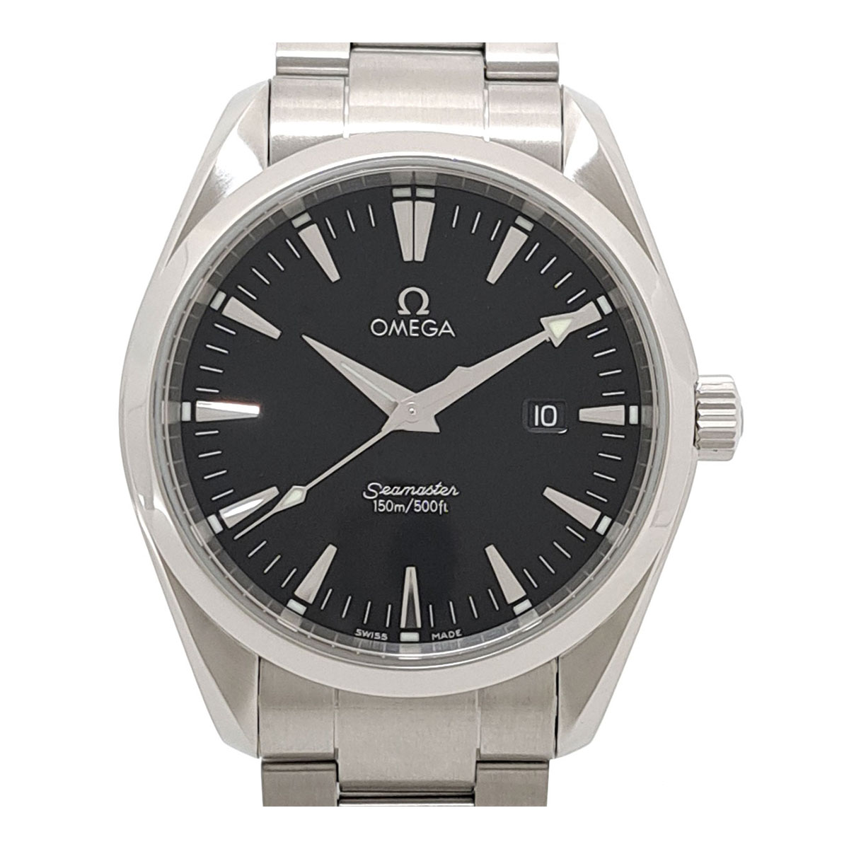 OMEGA Seamaster 黒文字盤 レザーバンド　クォーツ　ジャンク品 OMEGA Seamaster 黒文字盤 レザーバンド クォーツ ジャンク品 時計