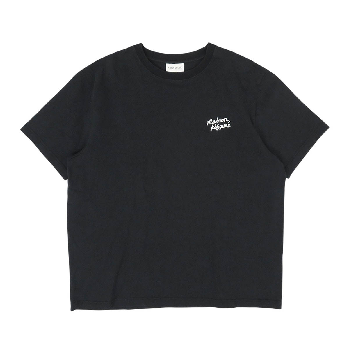 メゾンキツネ ロゴ 刺繍 Tシャツ MM00126KJ0118 メンズ ブラック MAISON KITSUNE 【中古】 【アパレル・小物】