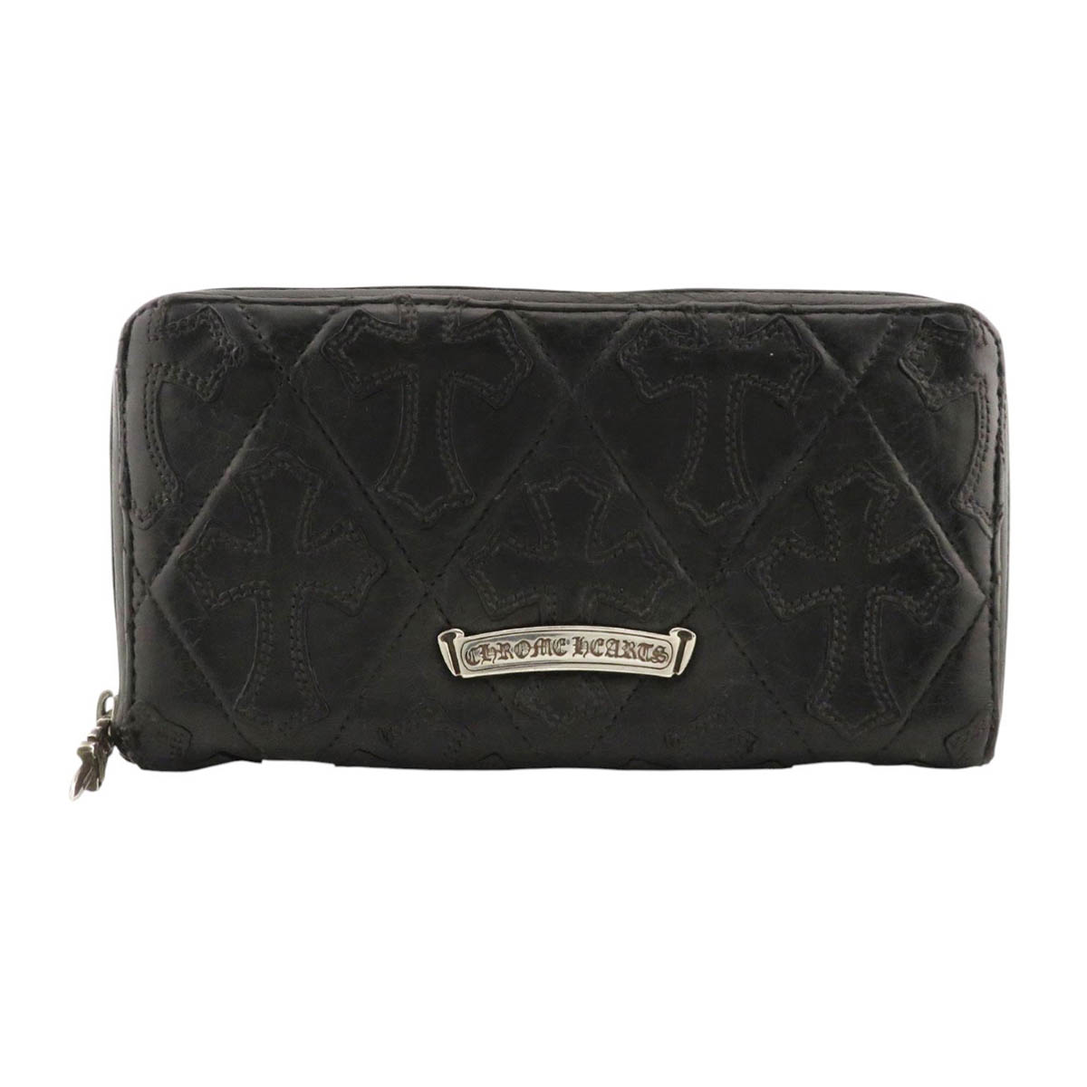 クロムハーツ セメタリークロス キルティング なめし革 ウォレット ユニ一発やる 黒いこと CHROME HEARTS 【中古】 【御召しもの・小物】