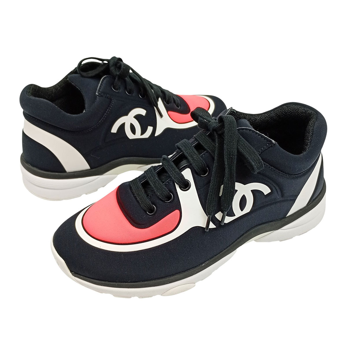 シャネル ココマーク 布切れ スニーカー G34765 レディース 黒いこと サクラ色 CHANEL 【中古】 【お召しもの・小物】 レディース靴-靴