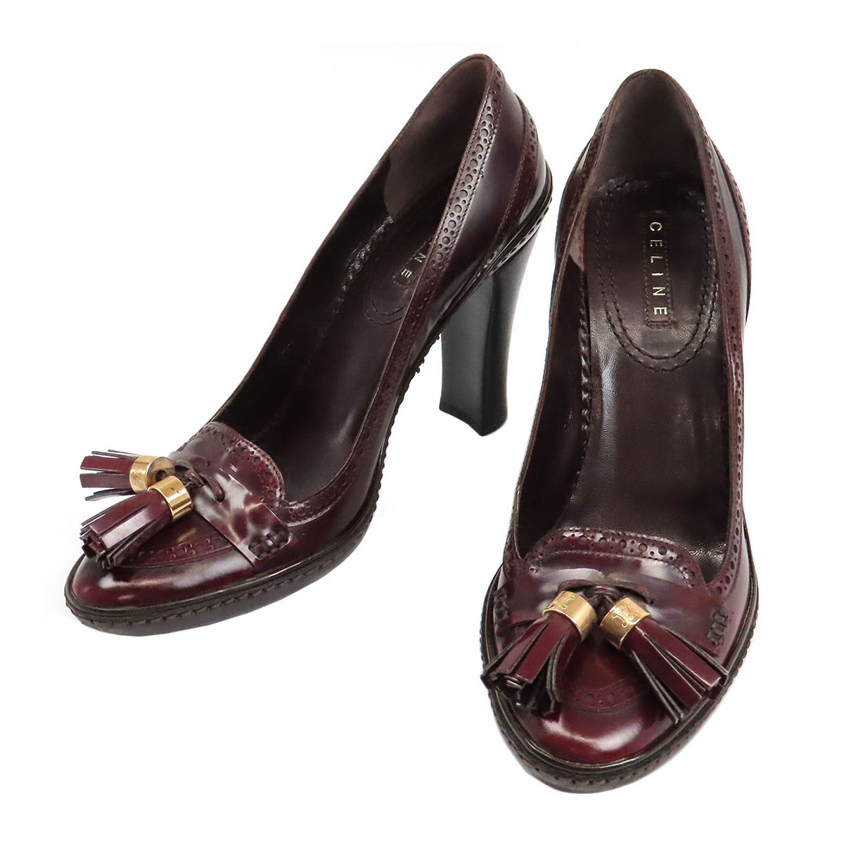 セリーヌ トリオンフ タッセル レザー パンプス レディース ボルドー CELINE 【中古】 【アパレル・小物】