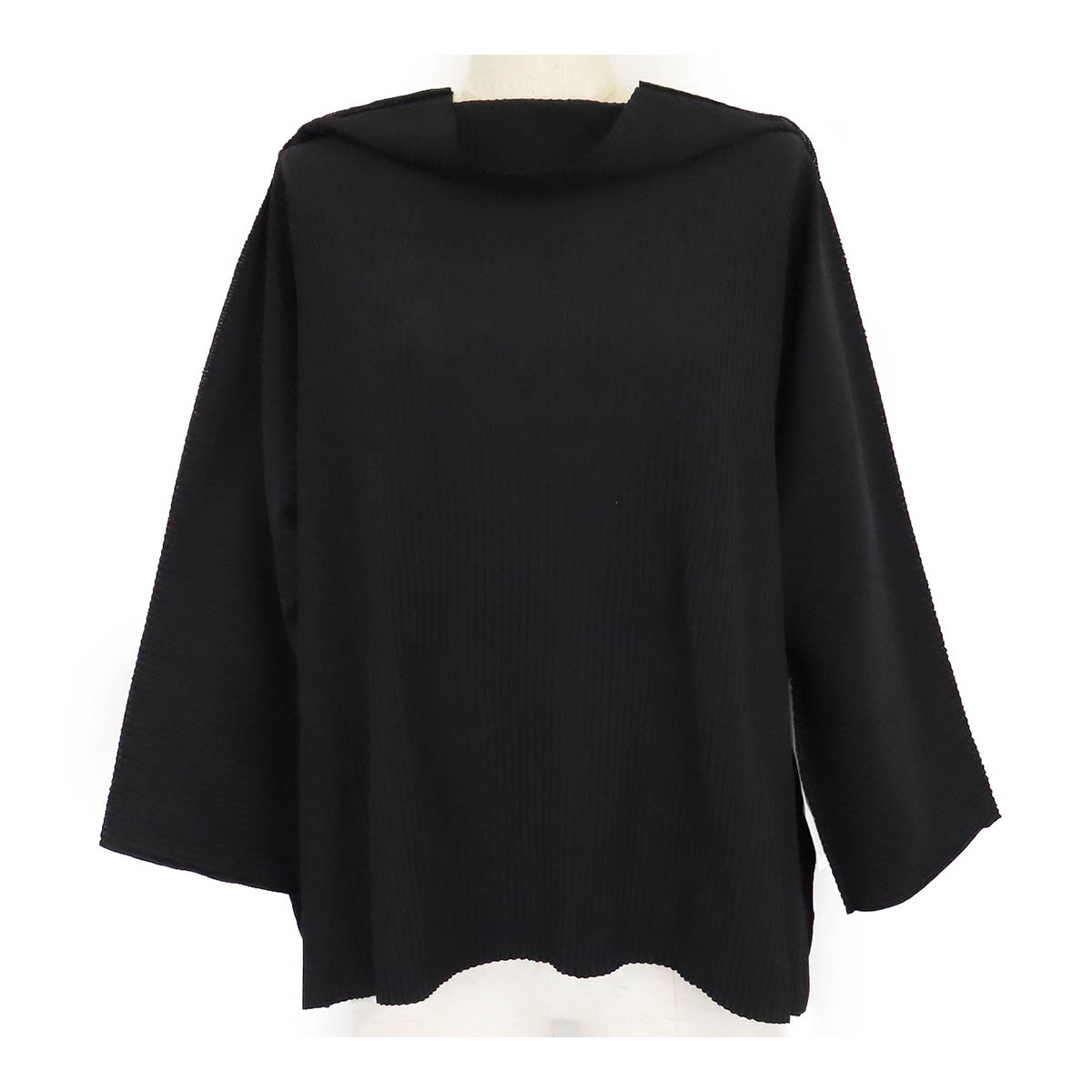 イッセイミヤケ me ISSEY MIYAKE 筋目 カットソー MI72KK168 レディース 黒いこと ISSEY MIYAKE 【中古】 【お召しもの・小物】 Tシャツ・カットソー-レディースファッション-トップス