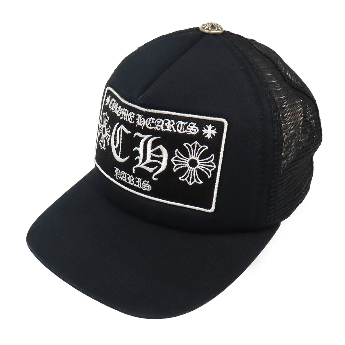 クロムハーツ ロゴタイプ 刺しゅう トラッカーキャップ ユニ一発やる 黒いこと CHROME HEARTS 【中古】 【御召しもの・小物】