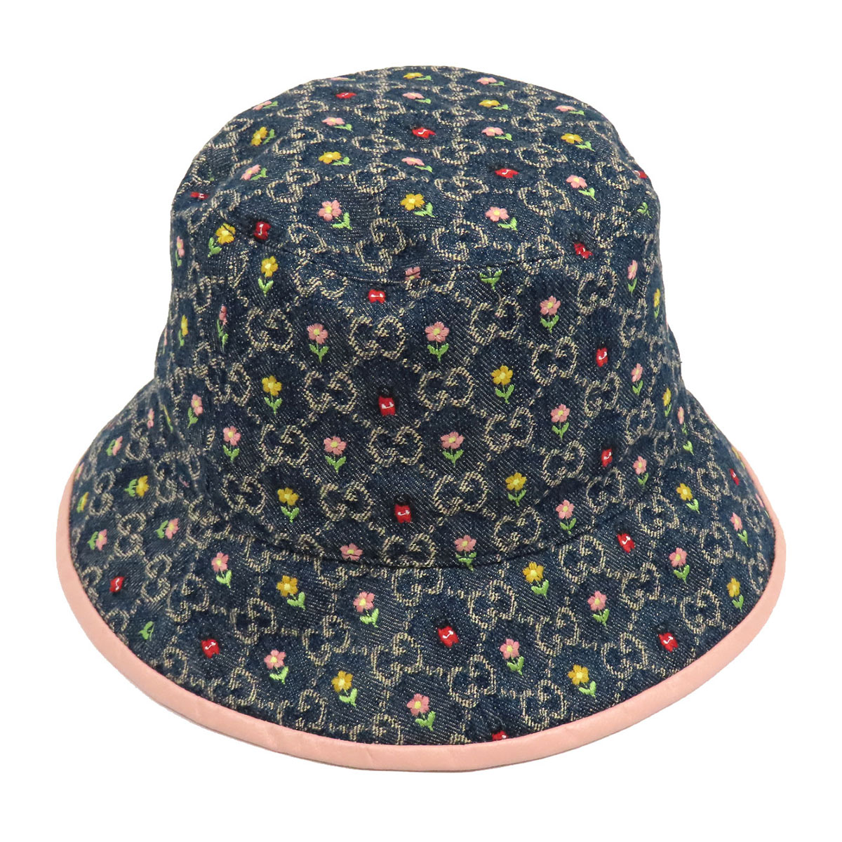 グッチ BLOOMING LOVE GGジーンズ 井戸釣瓶かぶり笠 701697 ユニ一発やる インディゴブルー サクラ色 GUCCI 【中古】 【お召しもの・小物】