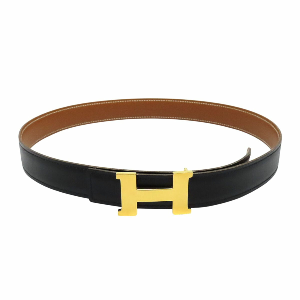 エルメス コンスタンスミニ リヴァーシブル なめし革 三尺帯 70 ユニ一発やる 黒いこと 赤銅色 HERMES 【中古】 【御召しもの・小物】