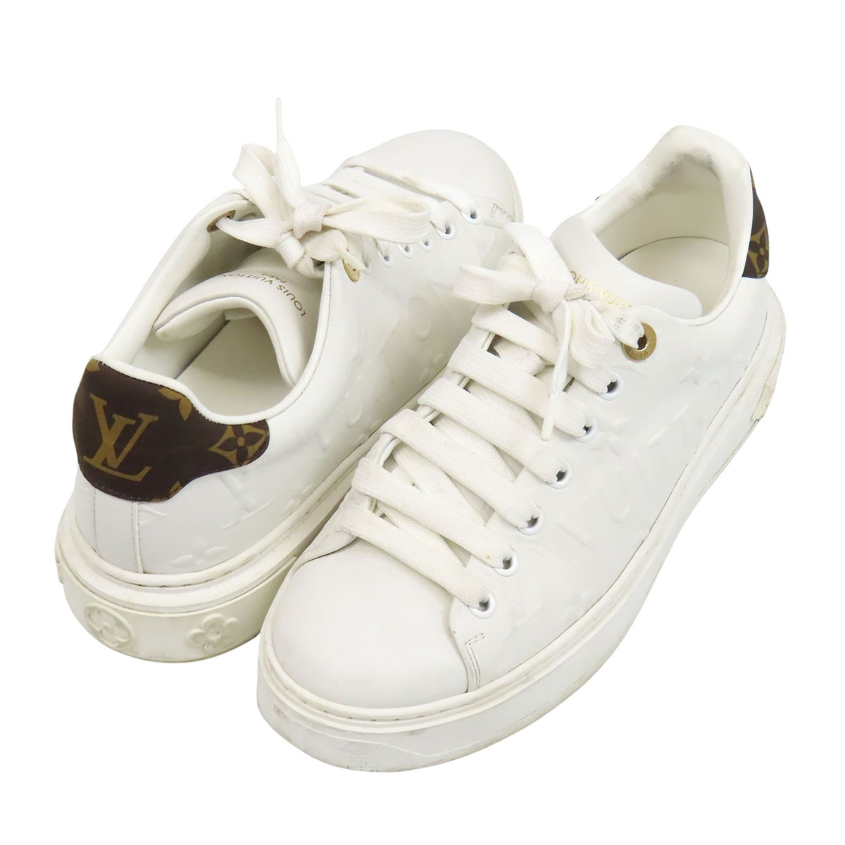 ルイヴィトン タイムアウト ライン スニーカー モノグラム レディース ホワイト LOUIS VUITTON 【中古】 【アパレル・小物】|TS Trading Co Ltd