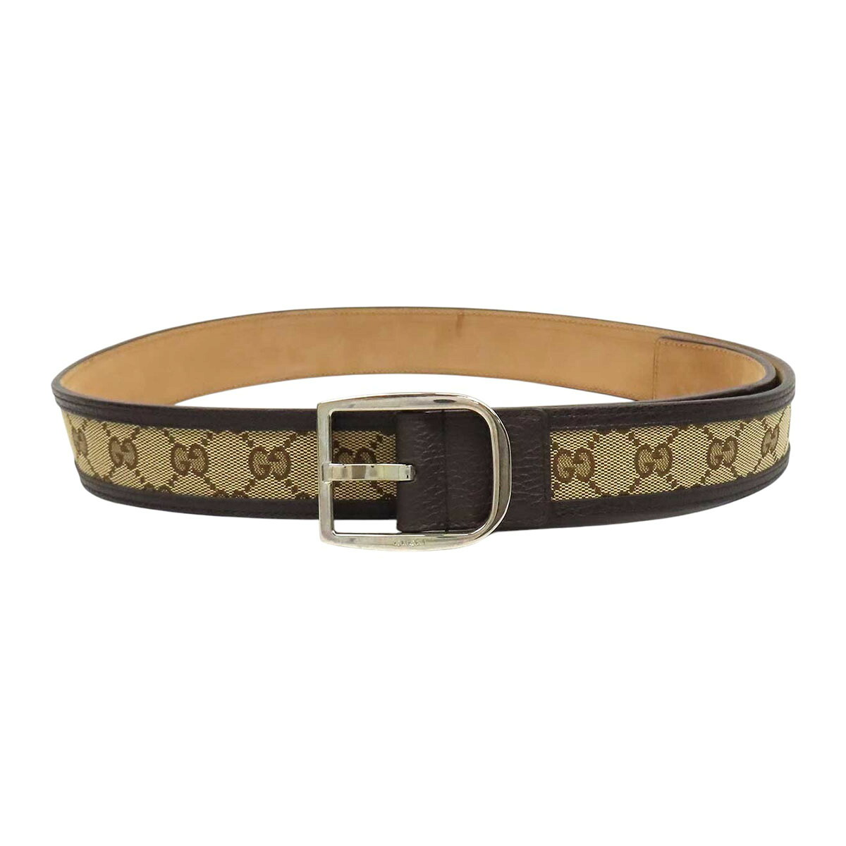 グッチ GG 帆布 なめし革 胴締め 100 449716 ユニ一発やる ベージュ 赤銅色 GUCCI 【中古】 【御召しもの・小物】
