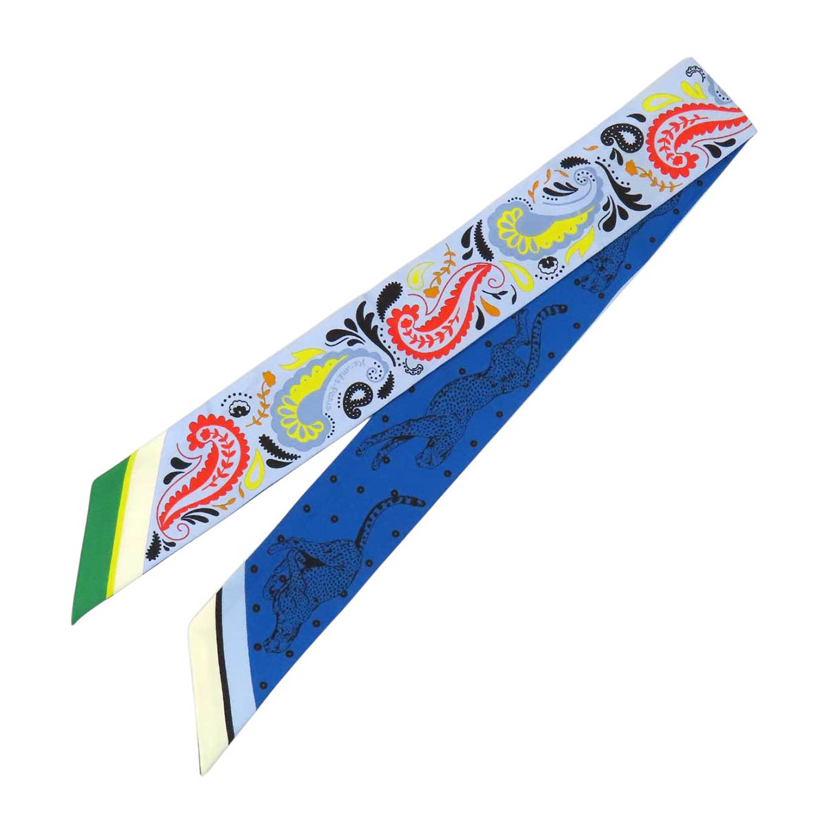 エルメス ツイロバート・エドワード・リー GUEPARDE BANDANA GUEPARDE BANDANA ユニ一発やる 青碧 HERMES 【中古】 【御召しもの・小物】