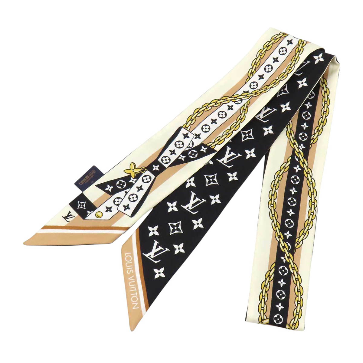 ルイヴィトン バンドーBB・LV 洋弓 えり巻き M96176 ユニ一発やる 黒いこと 象牙色 ベージュ LOUIS VUITTON 【中古】 【御召しもの・小物】