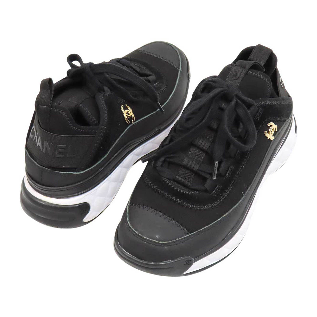 シャネル ココマーク ファブリック スニーカー マトラッセ レディース ブラック CHANEL 【中古】 【アパレル・小物】|TS Trading Co Ltd