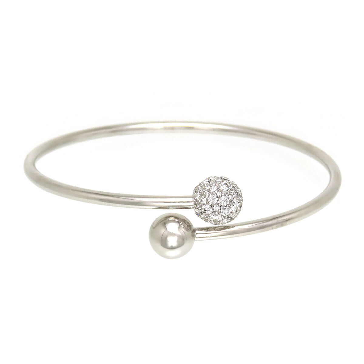 ティファニー ハードウェア ボール バイパス ブレスレット #15.5 Au750 (K18WG) レディース TIFFANY&Co. [美品] 【中古】 【ジュエリー】
