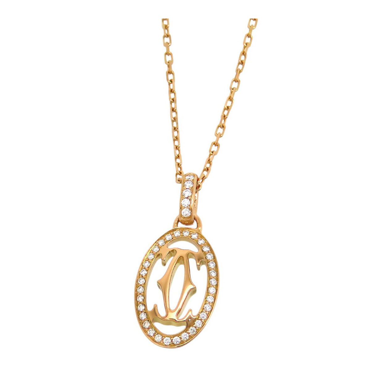 カルティエ ロゴ ドゥーブルC ダイヤモンド ネックレス 750 (K18PG) レディース CARTIER [美品] 【中古】 【ジュエリー】｜TS Trading Co Ltd