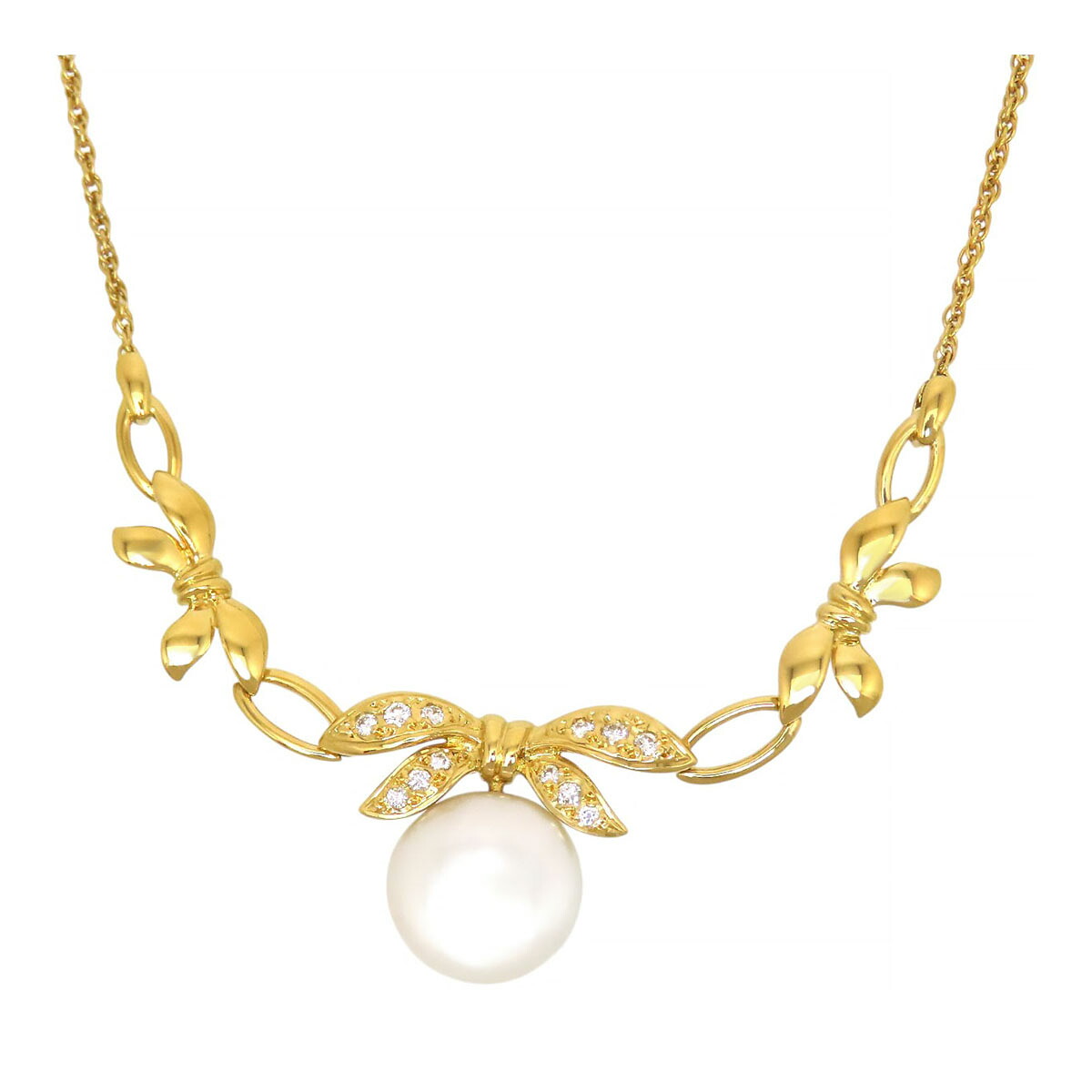 ミキモト マベパール リボンモチーフ ネックレス K18 (K18YG) レディース MIKIMOTO [美品] 【中古】 【ジュエリー】｜TS Trading Co Ltd