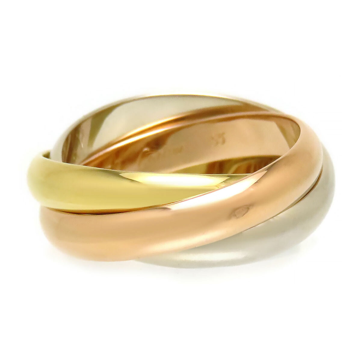 カルティエ トリニティ リング MM #55 750 (K18WG K18YG K18PG) レディース CARTIER [美品] 【中古】 【ジュエリー】｜TS Trading Co Ltd