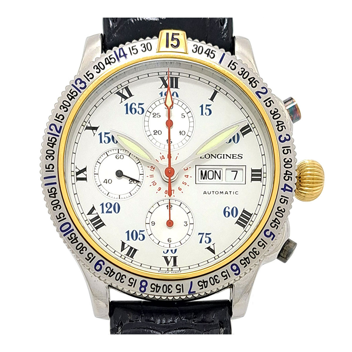 ロンジン リンドバーク クロノグラフ L2.618.5 自動小銃一巻き ステンレス鋼スチール写真 メンズ LONGINES 【中古】 【時辰儀】