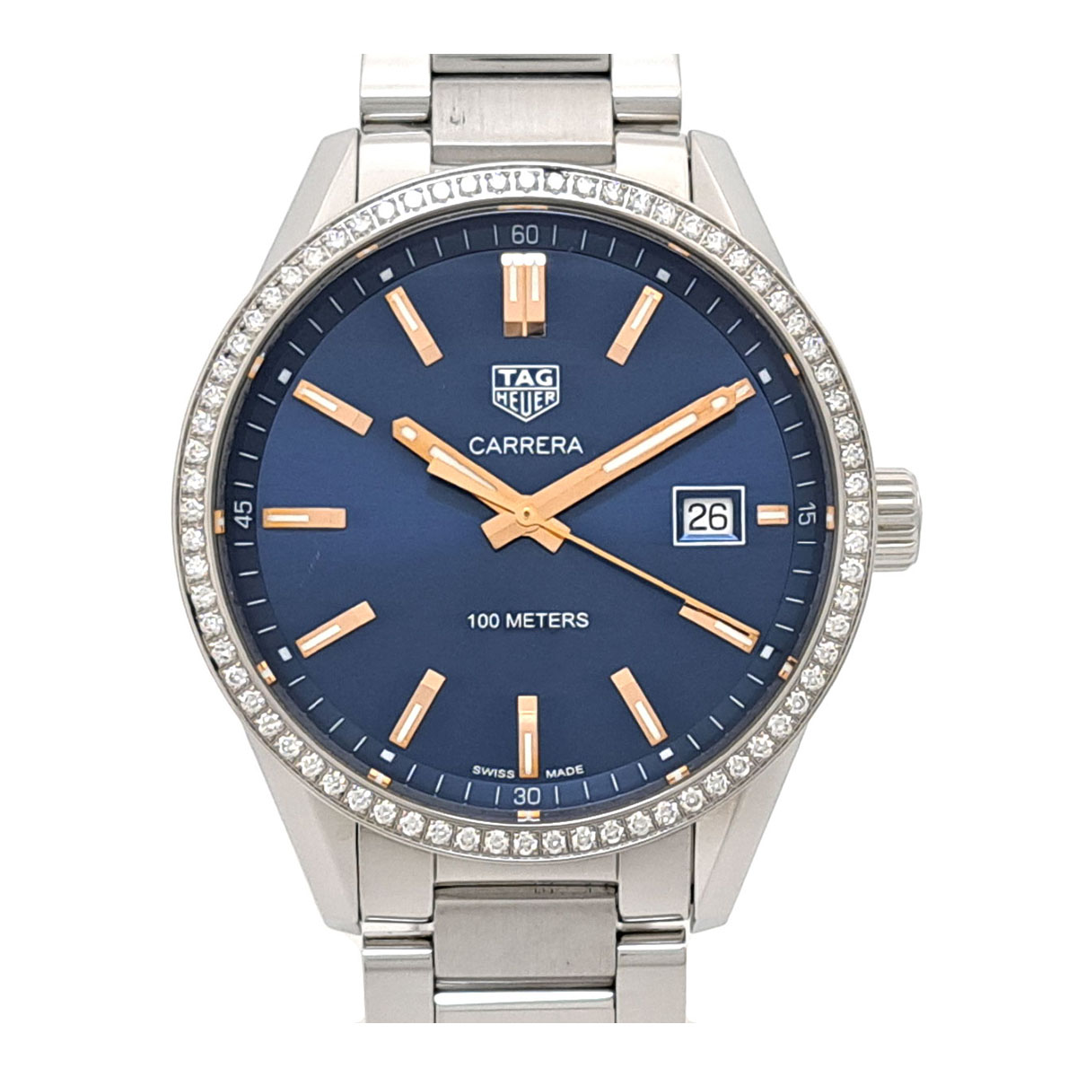 タグホイヤー カレラ デイト ダイヤベゼル WAR1114.BA0601 石英 ステンレス鋼スチール写真 メンズ TAG HEUER 【中古】 【時辰儀】