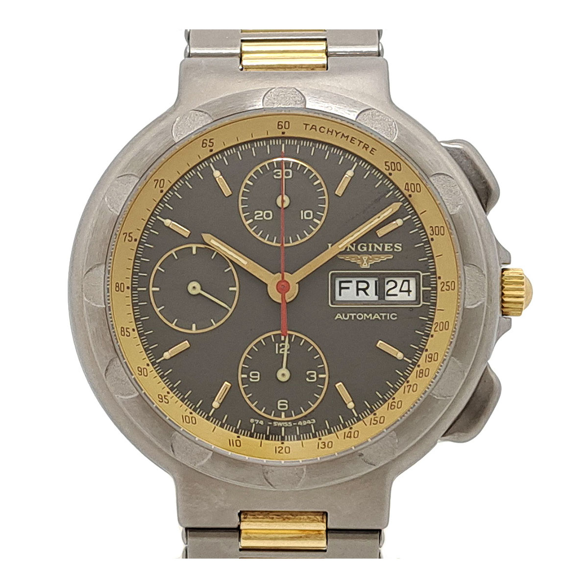 ロンジン コンクエスト クロノグラフ Overhauled 自動小銃一巻き チタン 黄色ゴールド メンズ LONGINES 【中古】 【時辰儀】