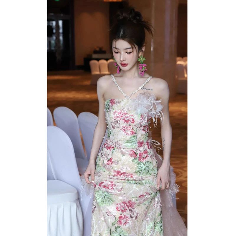 人魚お召しもの 好いたらしい S XXL 花柄 スパンコール 寄り合いお召しもの 伝達ルート石ころ 告げ知らせる会お召しもの キレイめ 婚礼の儀お召しもの イブニ ドレス-レディースファッション
