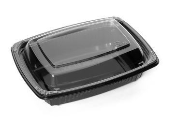プラスチックの使い捨て惣菜容器(総菜容器) MSデリカ中本体(四角)黒透明蓋付きセット1200個入り シンプルでおしゃれなおかず入れです。320ｇ(お惣菜/おかず/デザート/フルーツ)に。電子レンジ対応(食品用/容器/器/うつわ/入れ物/包材)メーカー直送【smtb-F】