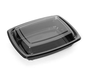 プラスチックの使い捨て惣菜容器(総菜容器) MSデリカ大本体(四角)透明蓋付きセット900個入り　黒orあかぎ シンプルでおしゃれなおかず入れです。(お惣菜/おかず/デザート/フルーツ)に。電子レンジ対応(食品用/容器/器/うつわ/入れ物/包材)メーカー直送【smtb-F】