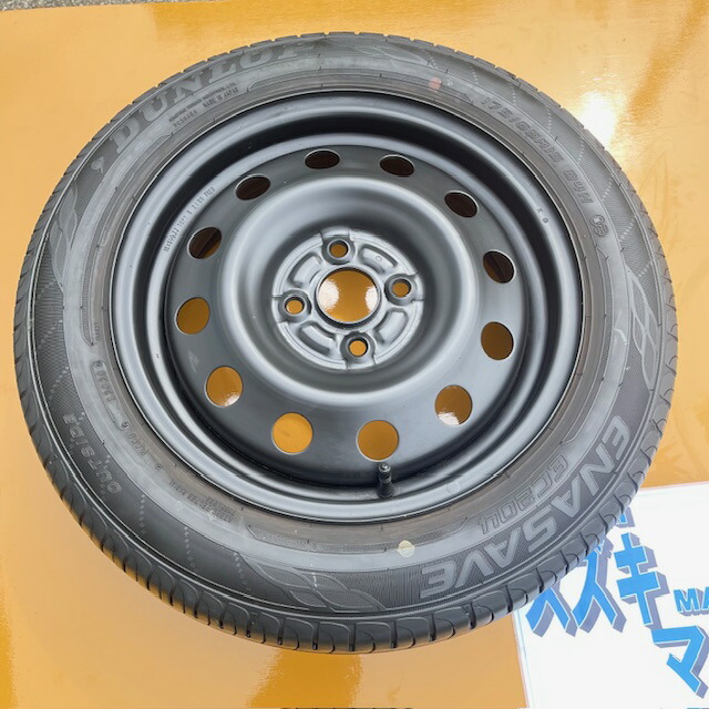【中古】スペアタイヤスズキ純正スイフトスチールホイール5.5J15+45、100／4穴＋6.6mm9分山程度2020年生産タイヤ175/65R15、1本テンパータイヤ、応急用に最適、通常使用もOKスイフト/イグニス/バレーノ画像