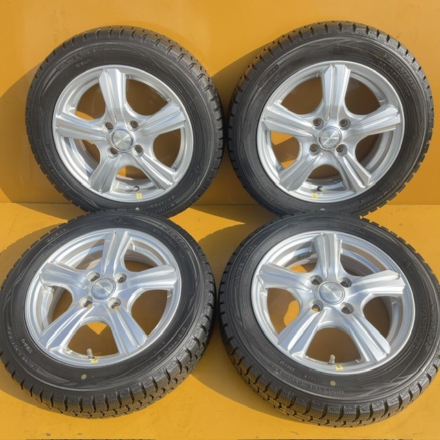 【中古】 2019年 日本製 分山ダンロップ､スタッドレス155/65R14＋ビオレント､アルミホイール4本1台分SET4.5J14+45､100/4HＮ-ＢＯＸ・NｰＯＮＥ・デイズ・ＭＲ・ラパン・ワゴンＲ・スペーシア・ウェイク・タント・イース・ミラ・キャンバスなど｜通販倉庫店