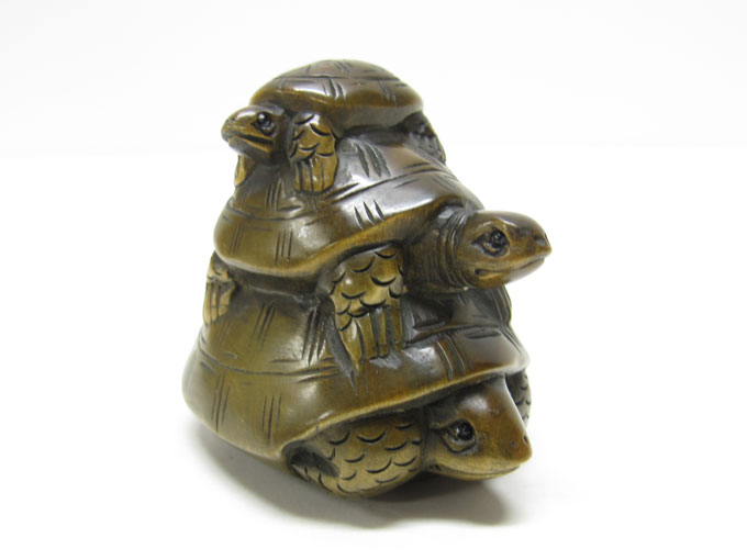 楽天市場】木彫り 根付 〜5匹の亀〜一刀彫 / 素材：柘植 : 津山銘木有馬店