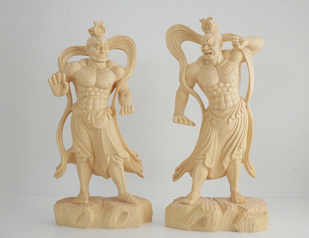 仁王像（金剛力士） 木彫り 仏像 一刀彫 / 素材：桧（置物）