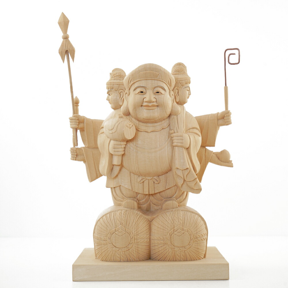 木彫り 仏像 三面大黒天 仕様 無垢 素材 桧 三面六臂彩色 縁起物 豊臣秀吉の念持仏 万能な素材ではありませんが よろしくお Pflege Netzwerk Com