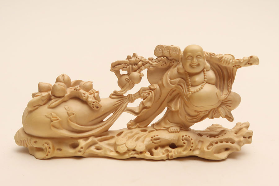 楽天市場】布袋様 木彫り 置物 一刀彫 / 素材：水柘植（縁起物,布袋尊