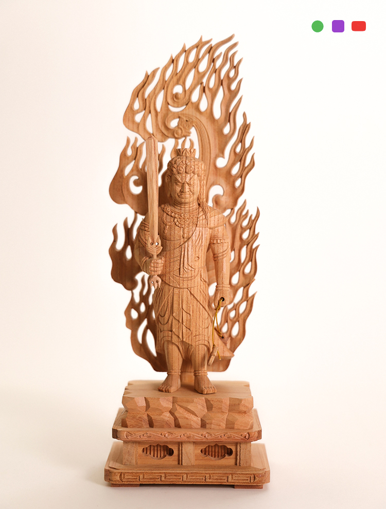 超激得新作木彫り　不動明王像　一刀彫　高さ120cm(光背含め)、幅50cm位 仏像