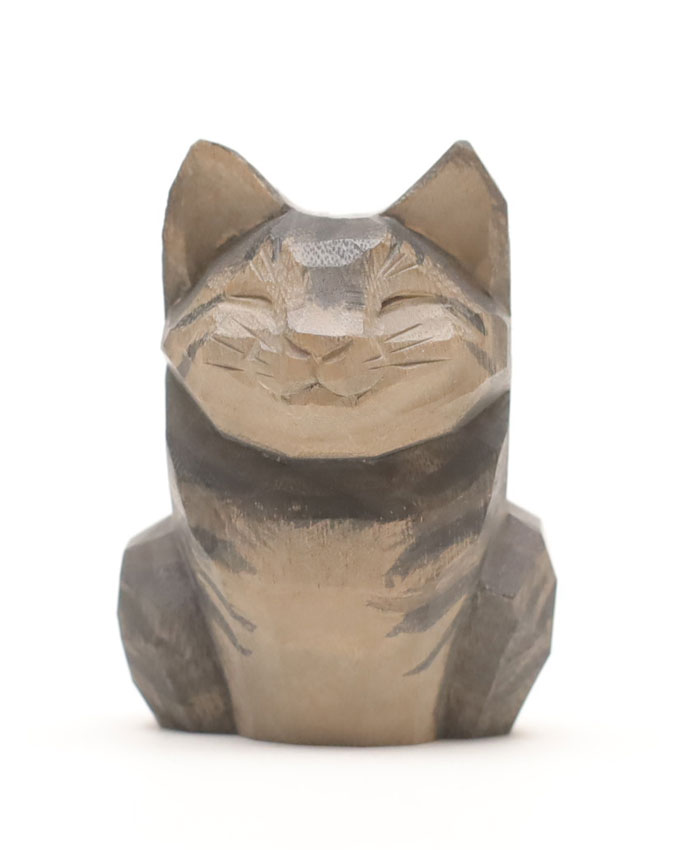 楽天市場】猫 木彫り 置物 仕様：無垢／素材：ひば（作家物 縁起物