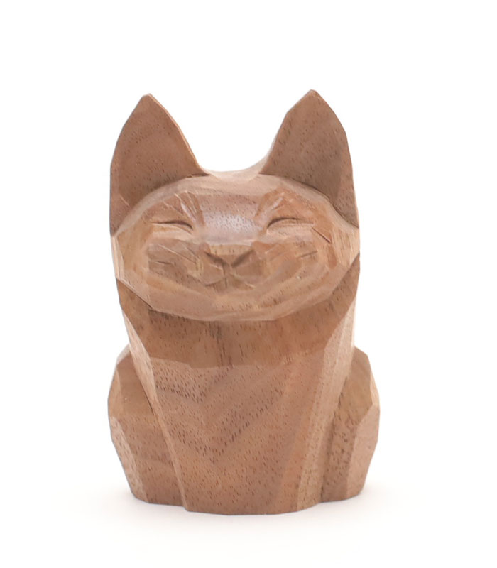 楽天市場】猫 木彫り 置物 一刀彫 / 素材：楠（木彫 縁起物 動物