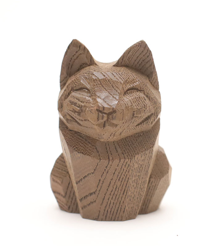 猫の置物(木彫り) 昭和レトロ 木製 猫の置物 3体 当時物 ネコ ねこ 木彫 一刀彫り