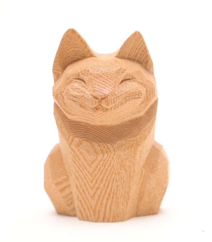楽天市場】猫 木彫り 置物 一刀彫 / 素材：楠（木彫 縁起物 動物