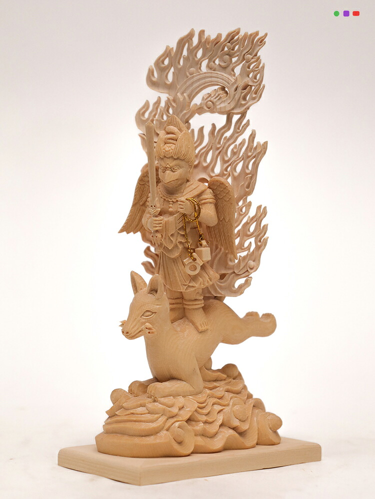 【総高21cm】飯縄権現 飯縄明神（いづなごんげん / みょうじん）木彫り 仏像 一刀彫 / 素材：桧 59,895円