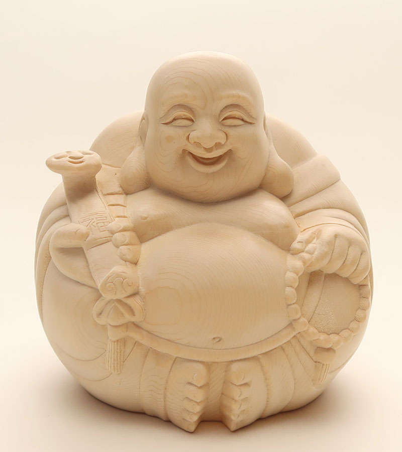 楽天市場】布袋様 木彫り 置物 一刀彫 / 素材：水柘植（縁起物,布袋尊