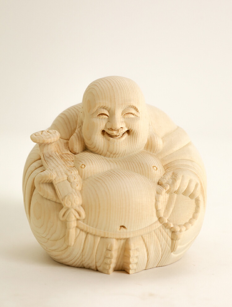楽天市場】布袋様 木彫り 置物 一刀彫 / 素材：水柘植（縁起物,布袋尊