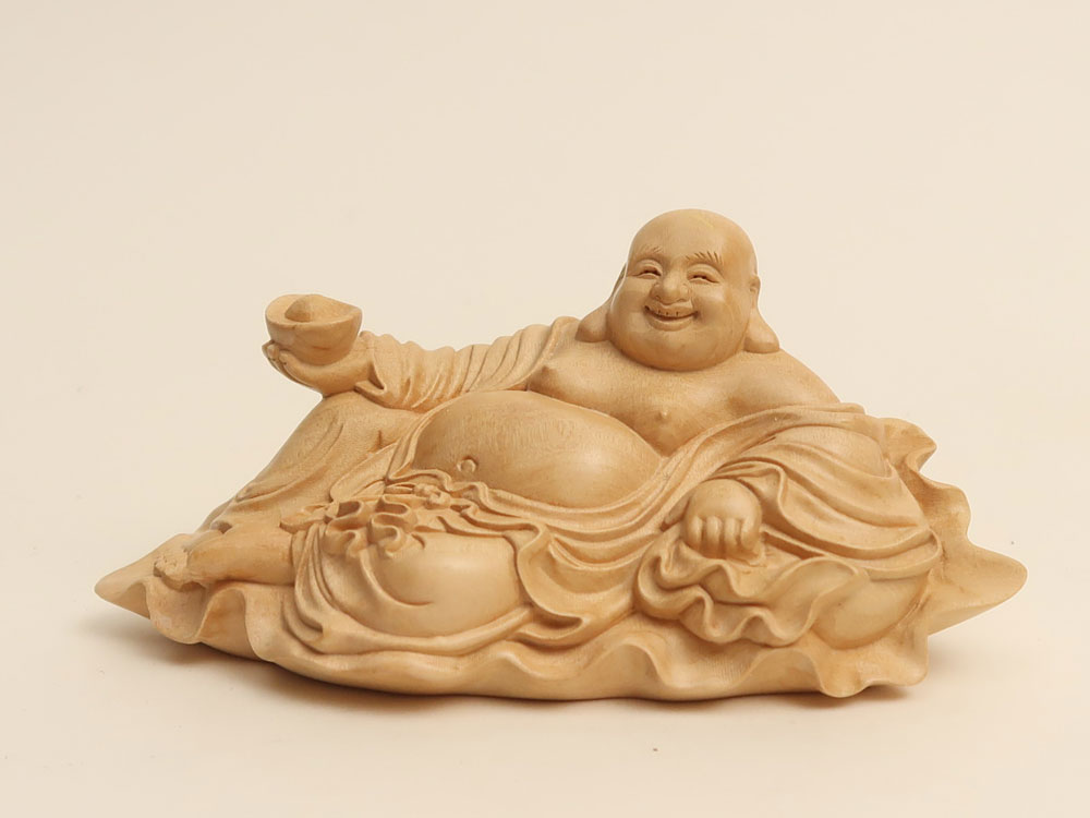 楽天市場】【横幅21cm】布袋様 木彫り 置物 一刀彫 / 素材：柘植