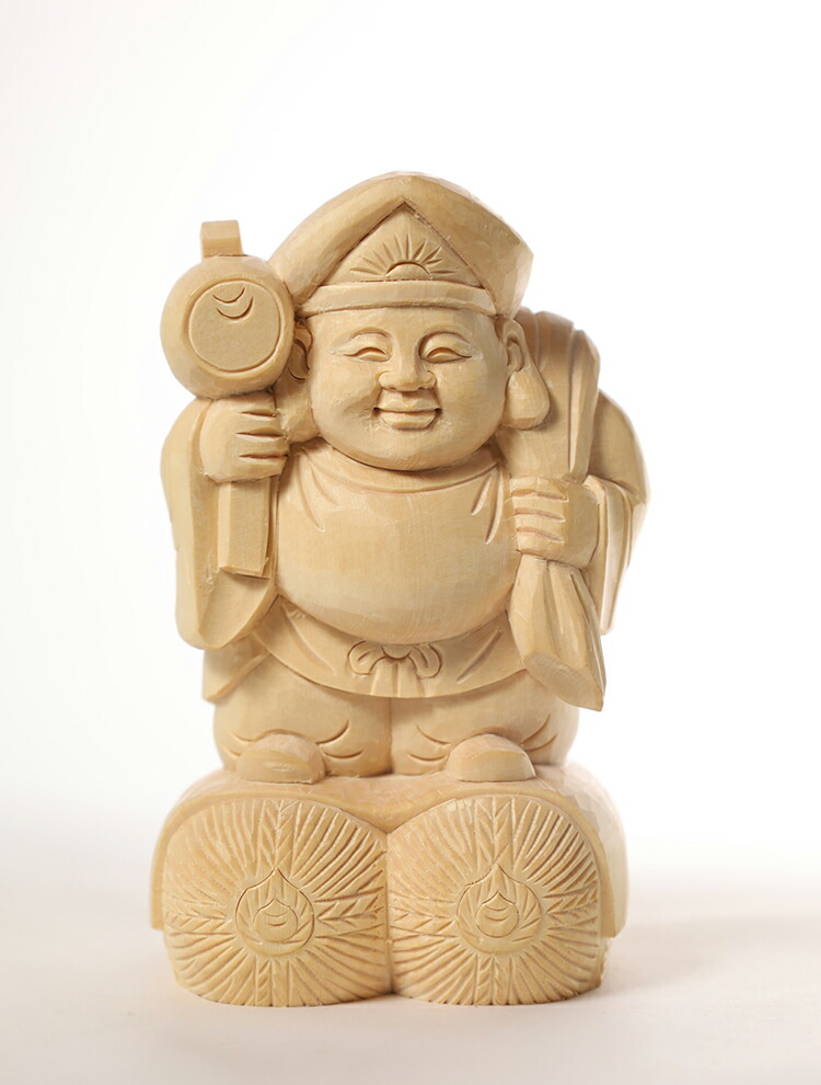 楽天市場】【総高20cm】大黒様 木彫り 置物 一刀彫 / 素材：桧