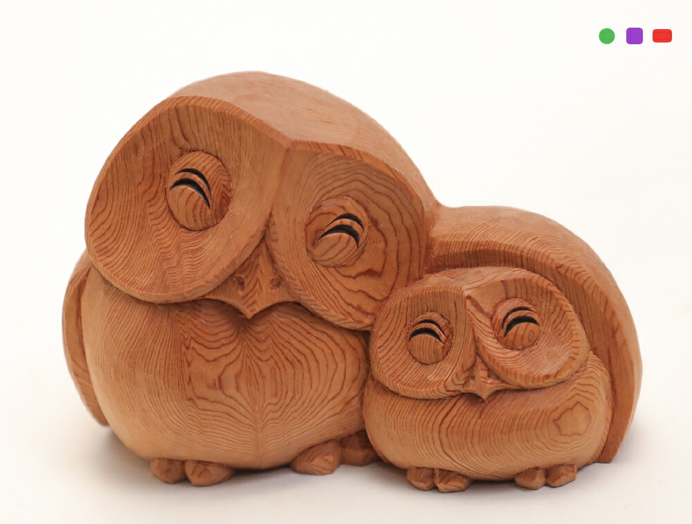 楽天市場】親子ふくろう 木彫り 置物 一刀彫 / 素材：屋久杉