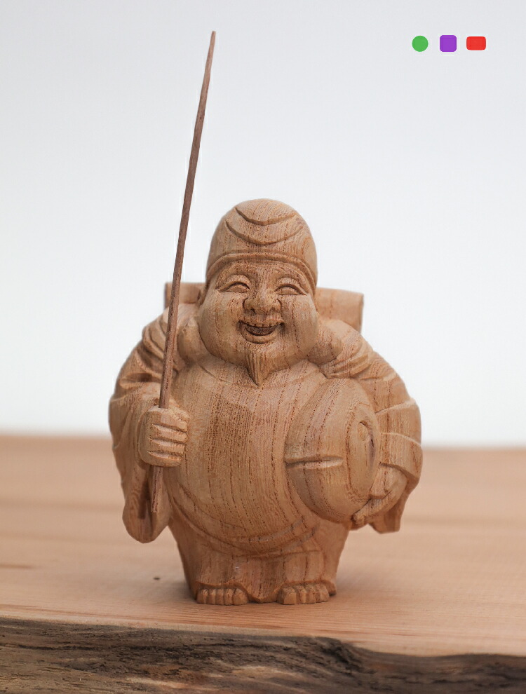 大黒様、恵比寿様 欅株一刀彫 66cm