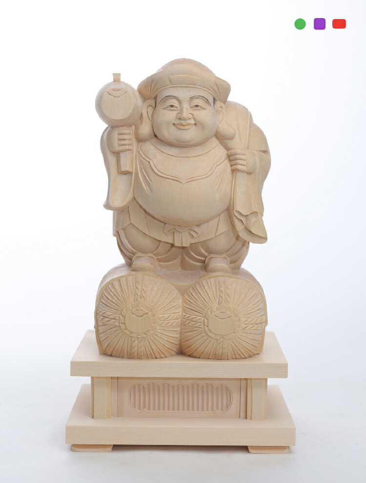 大黒様と兎　木彫り　木製 大黒様と兎 木彫り 木製