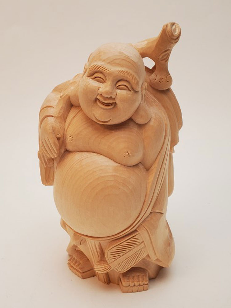 楽天市場】【総高21cm】布袋様 木彫り 置物 仕様：無垢 / 素材