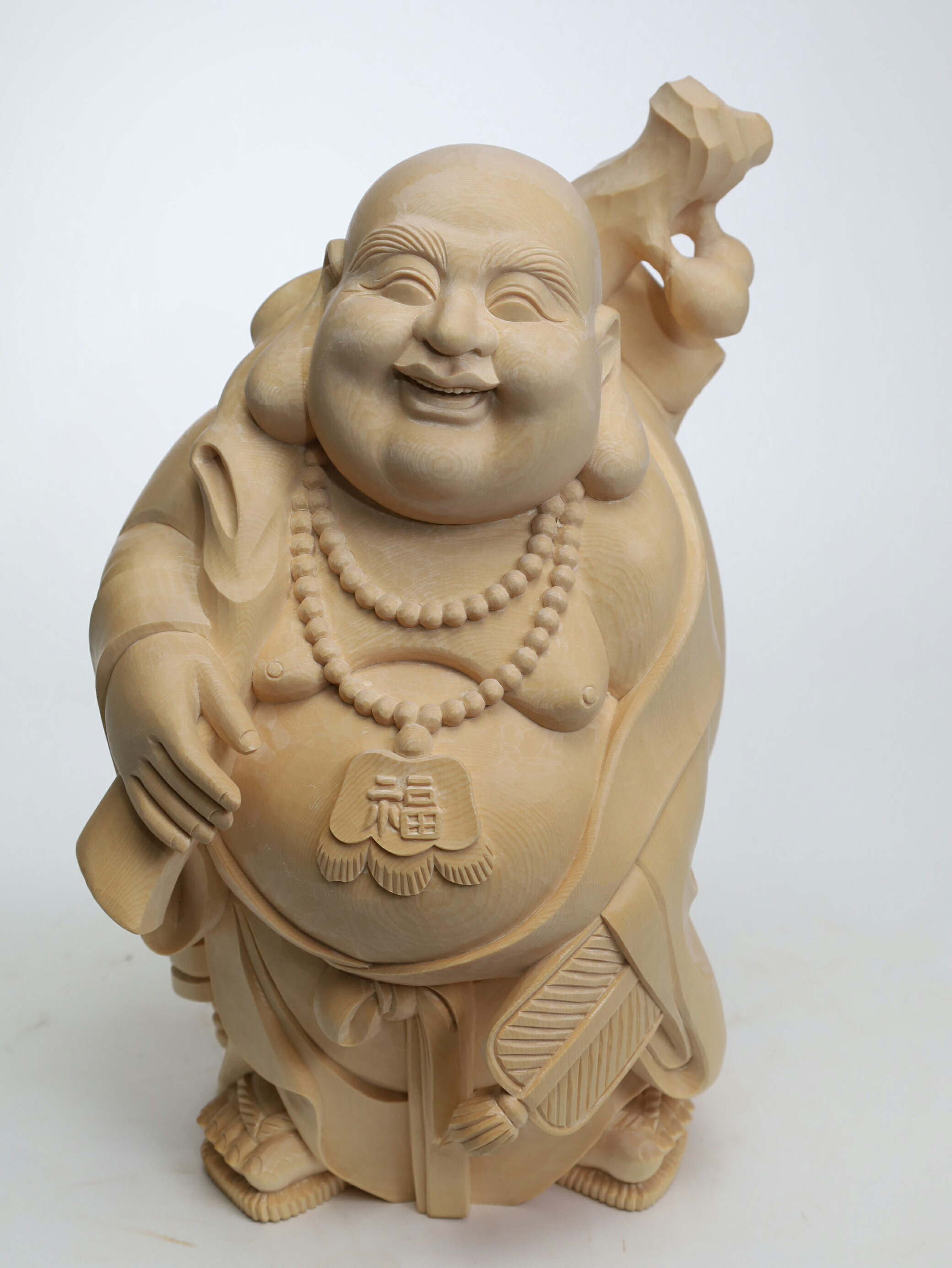 楽天市場】【総高21cm】布袋様 木彫り 置物 仕様：無垢 / 素材
